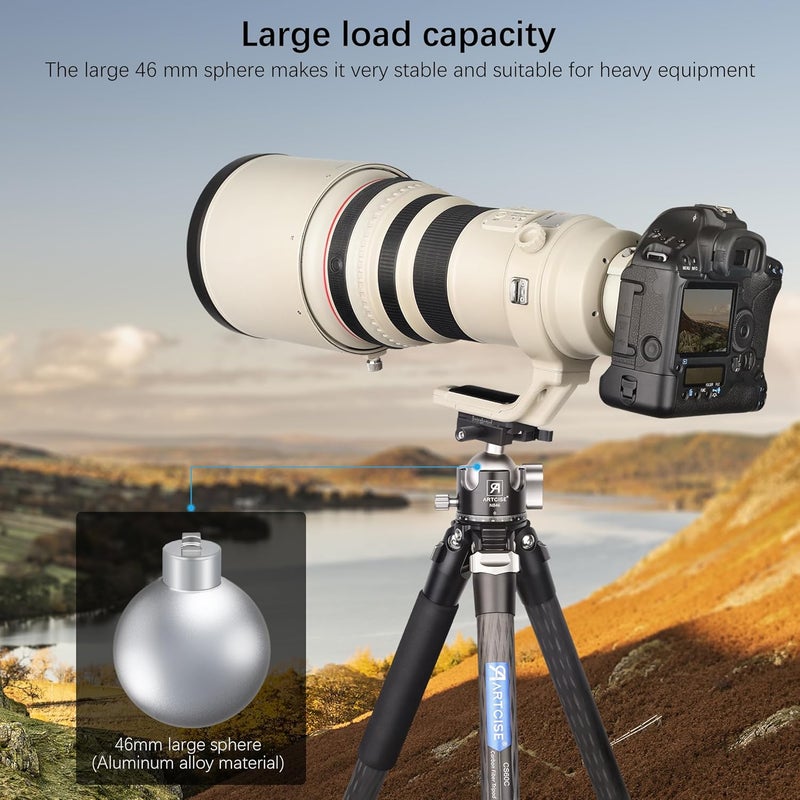 ARTCISE 46mm Low ProfileTripod Ball Head with Lever Release Heavy Duty Ball Head Camera Ball Head with Arca Swiss Quick Release Plate for Camera Tripod Monopod DSLR Camcorder Telescope Max Load 55lbs - Image 3